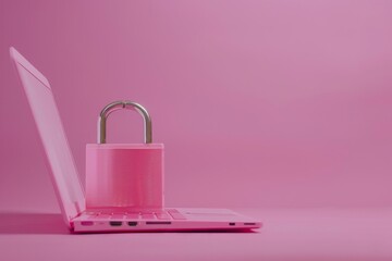 Obraz premium Digital business operations protected by secure network security measures, cyber locks, and cloud solutions ensuring data protection.