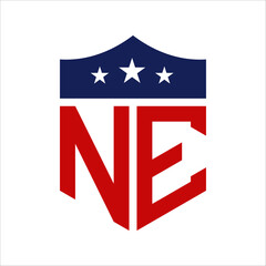 Patriotic NE Logo Design. Letter NE Patriotic American Logo Design for Political Campaign and any USA Event.