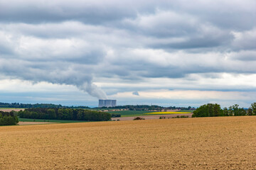 Nuclear power plant Temelin on the horizon. Czechia.
