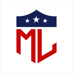 Patriotic ML Logo Design. Letter ML Patriotic American Logo Design for Political Campaign and any USA Event.