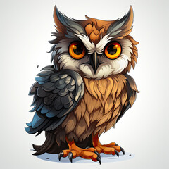Obraz premium Watercolor Sage owl, clipart Illustration, Generative Ai