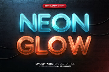 Blue Red Neon glow future 3D editable Text Effect