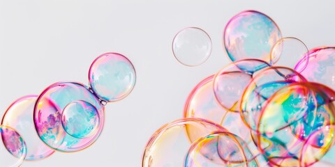 Pastel iridescent soap bubbles background