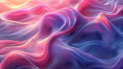 Obraz premium Holographic Fluid Waves: A 3D Abstract Background in a Futuristic Atmosphere