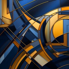 Background with Egyptian patterns of royal blue and golden