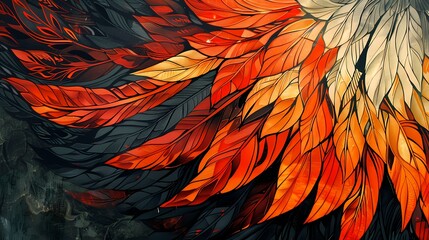 Obraz premium Colorful feather set pattern illustration poster background