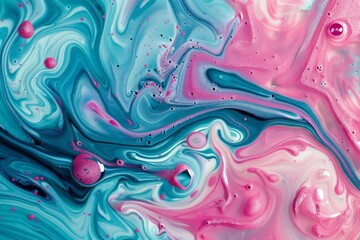 Obraz premium Vibrant abstract pastel swirls background with blue, pink, red, and white colors. Fluid art with mesmerizing swirl pattern, soft hues, and a modern, stylish design
