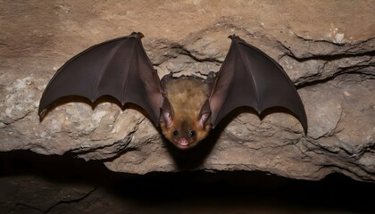 a-bat-with-its-wings-furled-perched-on-a-cave-wal- 3