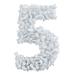 Alphabet made of white pills, number 5