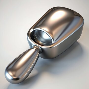 3D Render of a Metallic Ice Cream Scoop, on isolated white background, Generative AI