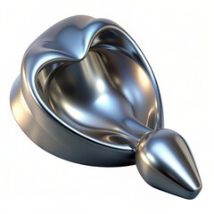 3D Render of a Metallic Ice Cream Scoop, on isolated white background, Generative AI