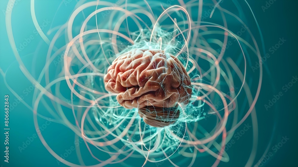 Aufkleber image of a brain generating ideas trapped in a thought process. concept brainstorming, creativity, t