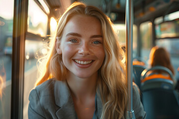 portrait of a woman in a bus