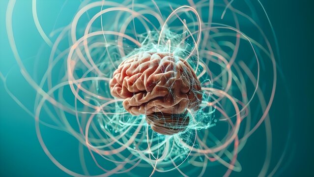 Image of a brain generating ideas trapped in a thought process. Concept Brainstorming, Creativity, Thought process, Ideas generating