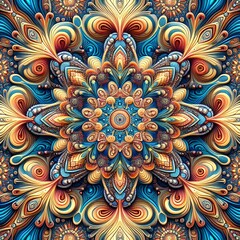 abstract background, pattern with flower, a mesmerizing and psychedelic pattern using 3D shapes and colors.
