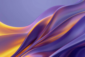 Obraz premium abstract curve wave background, blue, purple, gold, gradient, smooth, 3d, with copy space
