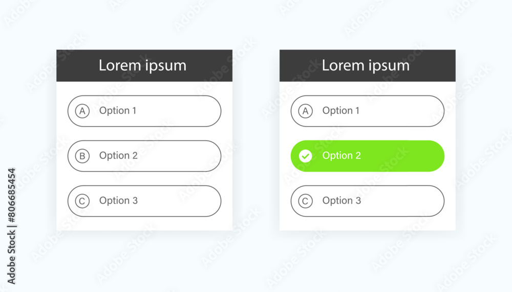 Poster voting button icons. voting mockup menu. flat style. vector icons