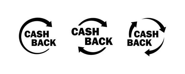 Cash back button icons. Silhouette style. Vector icons