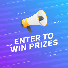 Enter to win prizes banner icon. Flat style. Vector illustration