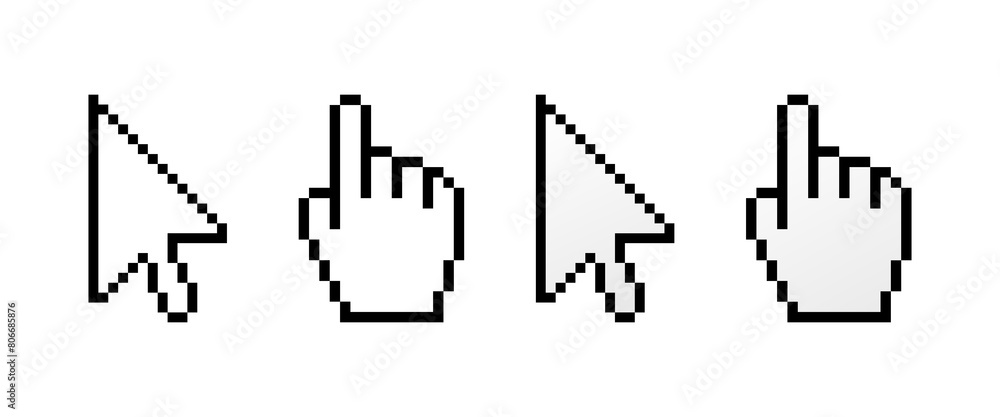 Poster cursor mouse icon set. linear style. vector icons
