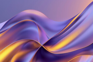 abstract curve wave background, blue, purple, gold, gradient, smooth, 3d, with copy space