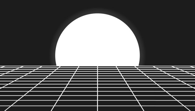 Sunset icon. Futuristic grey sun design. Vector illustration