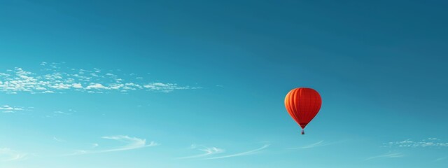 Obraz premium A clear blue sky with a single hot air balloon floating peacefully.