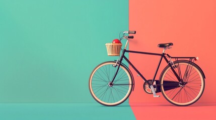 vector illustration of a black bicycle on a colored background