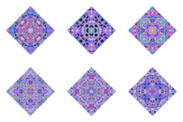 Ornate abstract triangular mosaic diagonal square polygon collection - geometrical polygonal  vector designs elementss