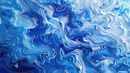 Blue waves abstract background texture. Print, painting, design, fashion,An exquisite close up view of blue fluid , showcasing swirling and flowing patterns with a glossy