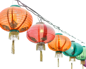Collection of Chinese Lantern Isolated on Transparent Background