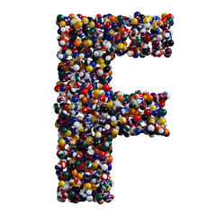 Alphabet made of billiard balls, letter F