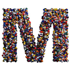 Alphabet made of billiard balls, letter M