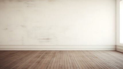 White Wall with wooden Flooring. Empty Room for Product Presentation