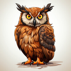 Watercolor Sage owl, clipart Illustration, Generative Ai