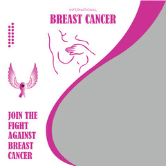 Fototapeta premium Realistic international day against breast cancer instagram posts collection