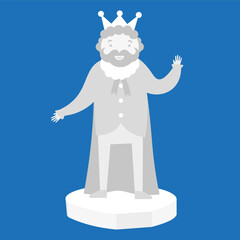 Crowned king on a white podium on a blue background.