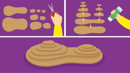 The process of making a hole in the ground. Vector illustration.