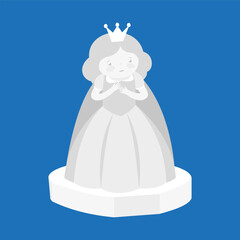Princess icon in flat style isolated on blue background. Vector illustration.