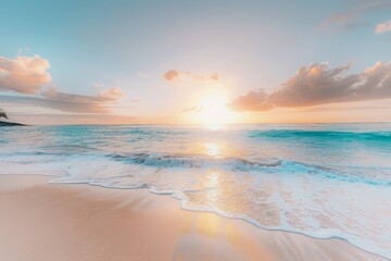 Fototapeta premium Tranquil beach at sunrise with gentle waves