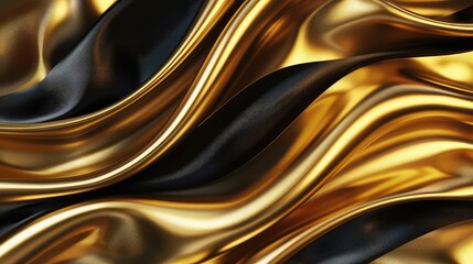 Luxurious Abstract Bright Background with Gold and Silver Silk Waves, Gold background or texture and gradients shadow, Golden abstract wavy liquid background. 3d render
