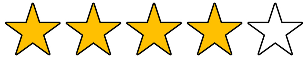 Online Bewerten mit Sternen: 4 Sterne Bewertung