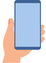 Hand holds a smartphone