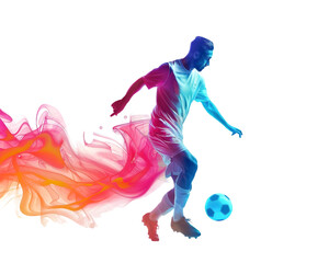 Soccer player with ball Isolated on Transparent Background