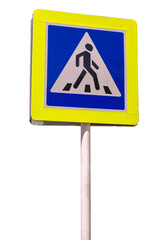 Isolated road sign pedestrian crossing