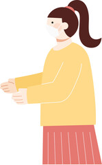 Woman with mask receives delivery