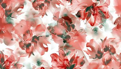 Abstract seamless pattern with red and pink watercolor flowers