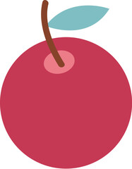 Red apple with green leaf