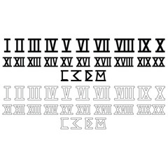 Set of roman numerals icon. Roman ancient number 