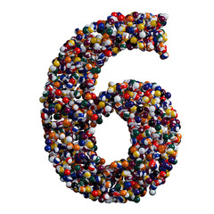 Alphabet made of billiard balls, number 6